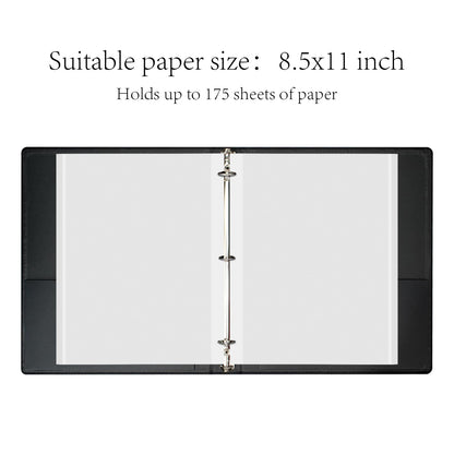 Premium Linen 3 Ring Binder 1 Inch - Decorative Hardcover Binder with Round Rings, Holds 8.5 x 11 Letter Size Paper for School, Office, Home Organization & Presentation, Tulip, Black