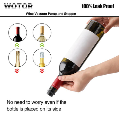 WOTOR Wine Saver Vacuum Pump with 20 Stoppers, Wine Stopper & Preserver, Reusable Bottle Sealer Keeps Fresh, Ideal Accessories Gift (Flat Handle)