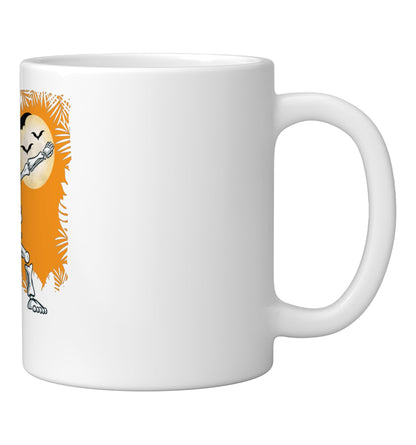 Halloween Dabbing Skeleton Skull Rib Cage Dab Dance Pose Ceramic Mug, White