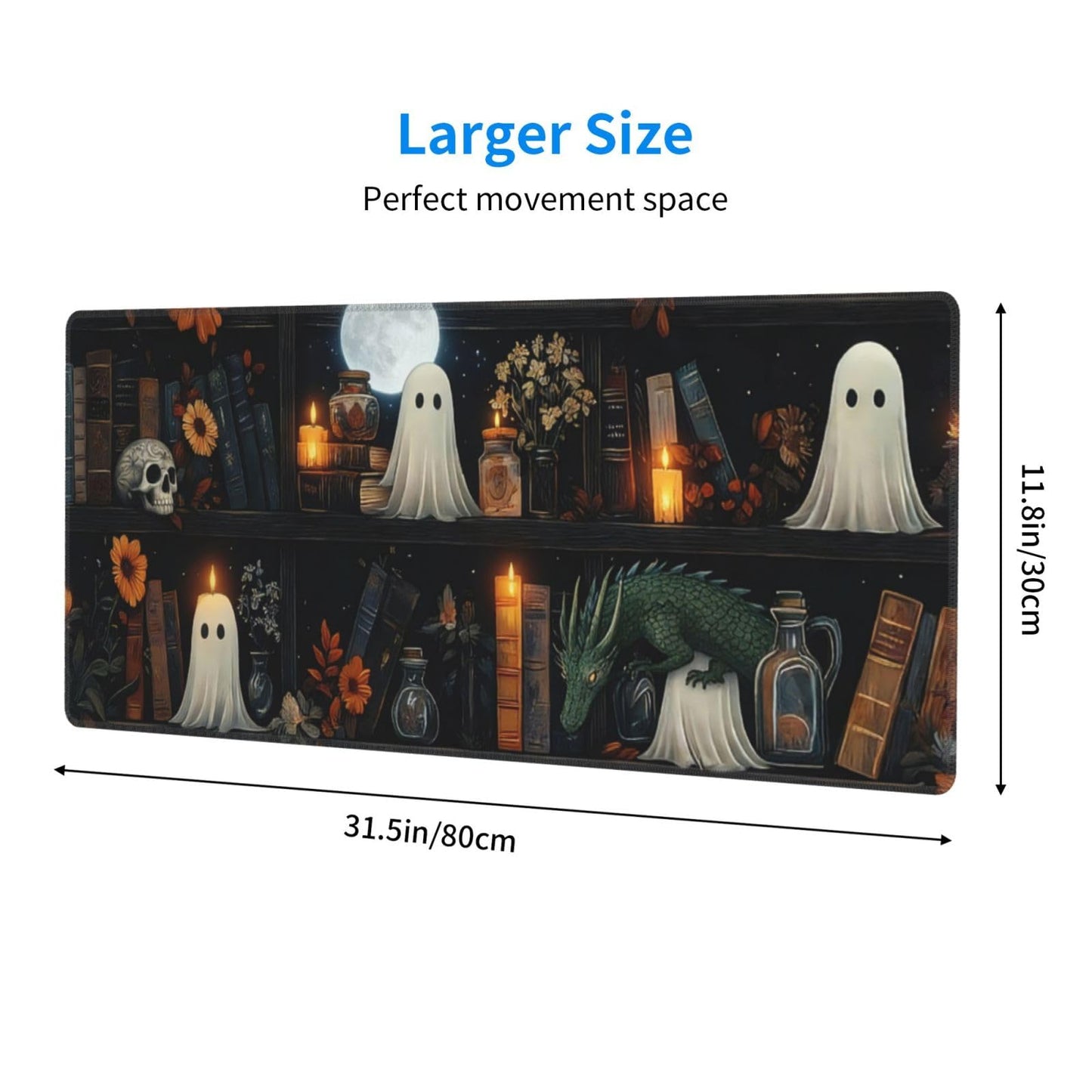 Gothic Library Large Gaming Mouse Pad, Long Extended Full Mouse Mat Desk Pad for Top Keyboard Table, Aesthetic Stitched XL Mousepad Gifts for Men and Women Office Decor, 31.5 * 11.8 in