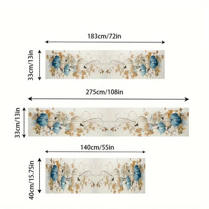 Linen Halloween Pumpkin Table Runner Seasonal Fall Vine Harvest Dinning Kitchen Table Decor for Home Party Holiday Decoration 13x90 Inch