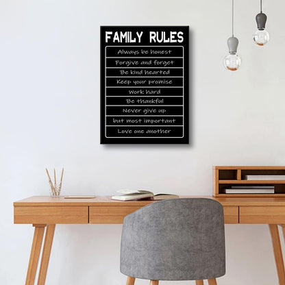 Motivational Canvas Wall Art Family Rules Entrepreneur Quotes Poster Print Inspirational Pictures Painting for Office Class Room School Wall Decoration Stretched and Framed [18''W x 24''H]