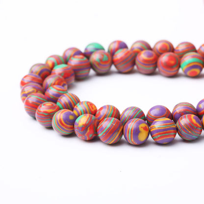 32PCS 12MM Beads Colorful Malachite Beads Round Loose Beads Natural Gem Beads for Jewelry Making 15"