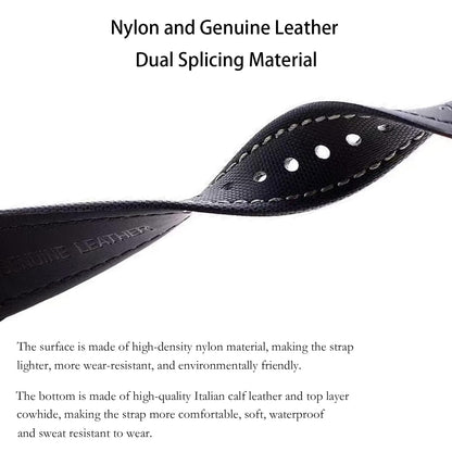 Aoeiwv Nylon Leather Watch Band Quick Release Waterproof Resistant Oxford Fabric Durable Hybrid Premium Nylon Fiber Genuine Leather Universal Replacement Strap 18mm 19mm 20mm 21mm 22mm for Men Women
