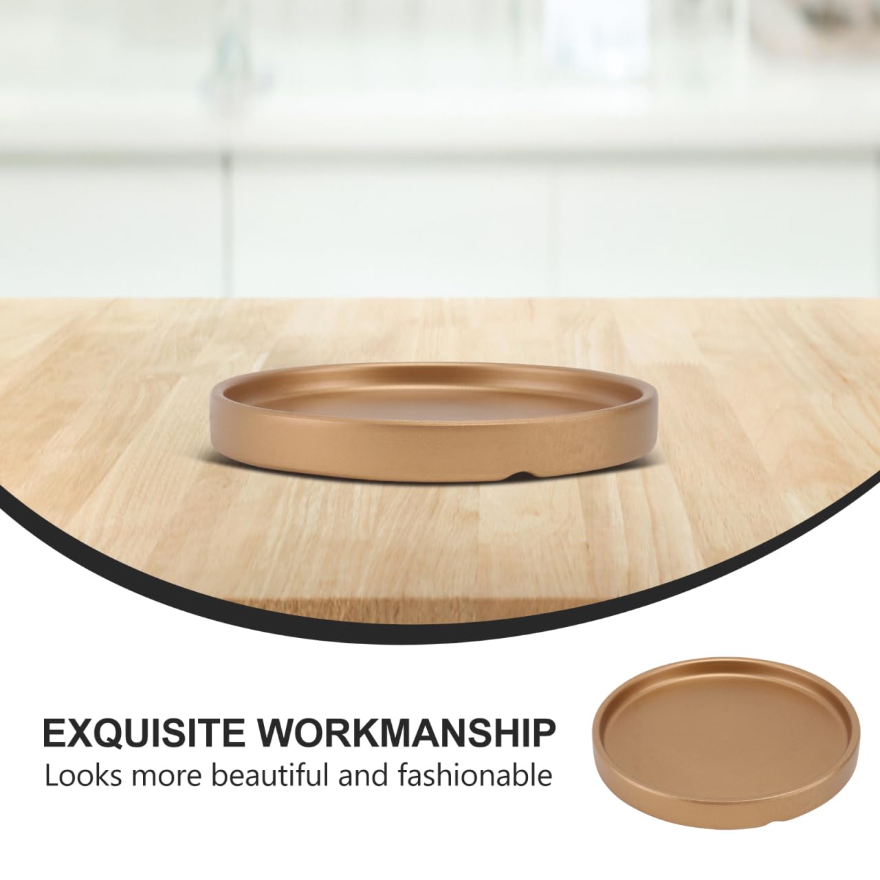 2PCS Gold Ceramic Plant Saucer 6 Inch Round Tray for Succulents, Indoor & Outdoor Plant Flower Pot Drip Tray for Water Drainage