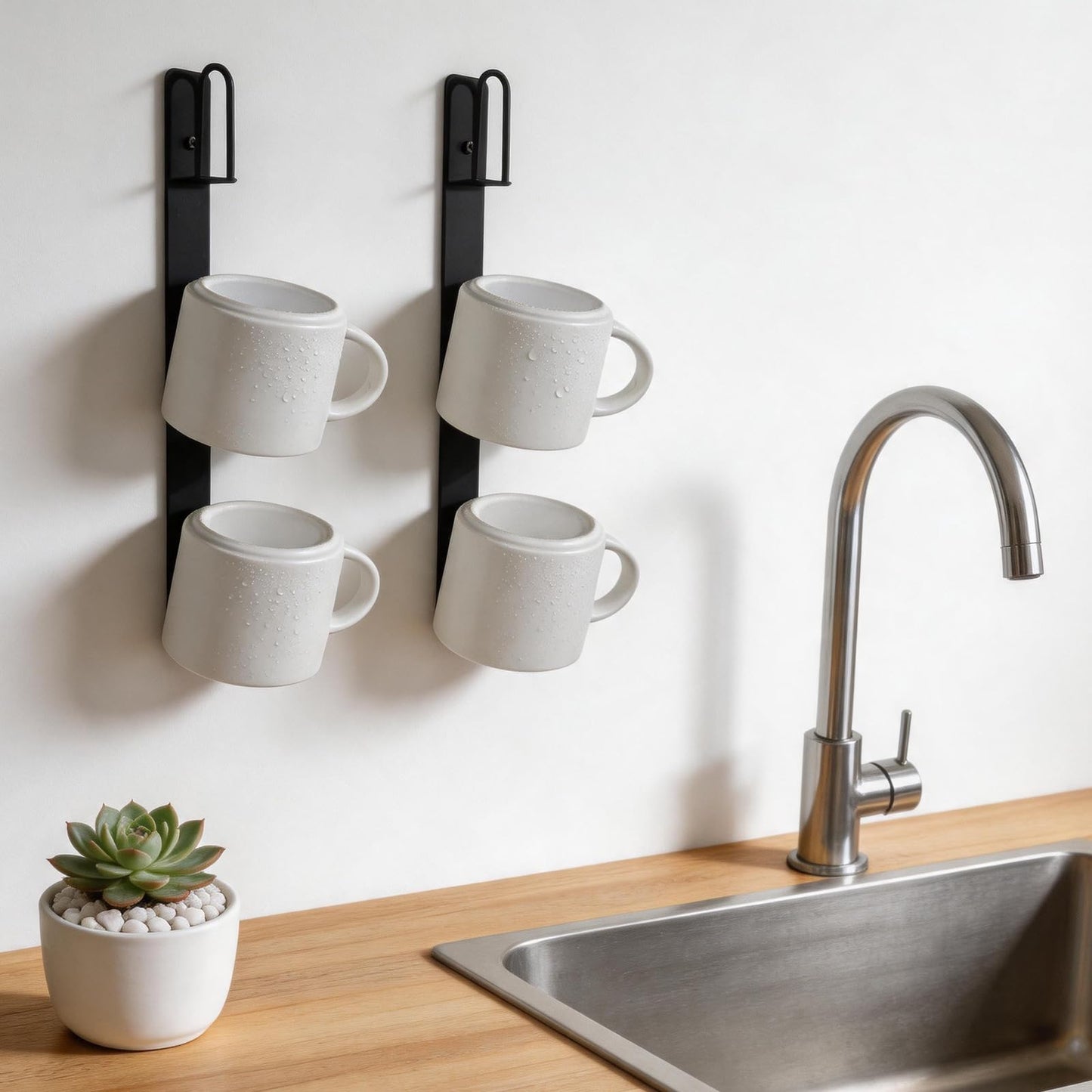 Yohsnor Wall Mounted Cup Holder Set-2PCS Coffee Mug Hanger for Space Saving