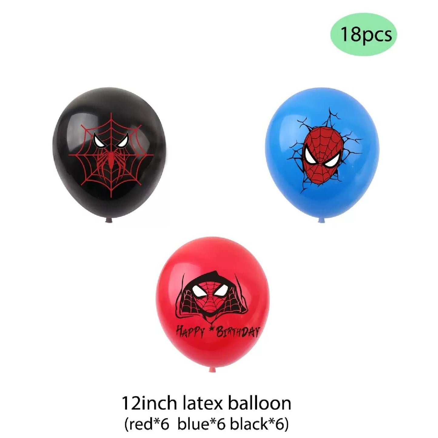 52pcs Spider Birthday Decorations Pack - Cartoon Spider Party Decorations Supplies with Balloons, Banner, Backdrop, Cake/Cupcake Toppers, Hanging Swirls & Tablecloth