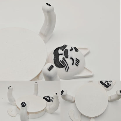 Funny Cat Coasters Cup Cuddler, 3D Printed Creative Coasters for Drinks, Bars, Party, Birthday Gifts for Cat Lovers, Home Decor Housewarming and White Elephant Gifts Ideas (Black+White)