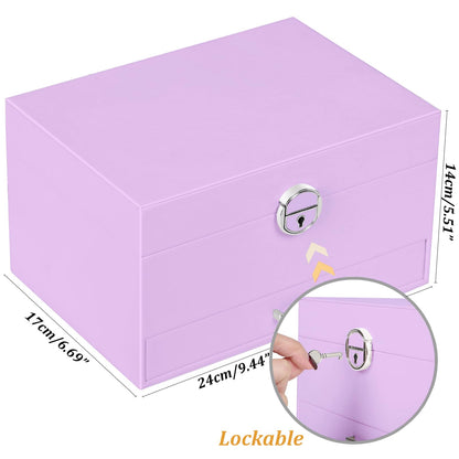 QBestry Earrings Jewelry Box for Girls, 5 Layers Jewelry Organizer with Earring Holder Organizer for Girls Earring Organizer Jewelry Boxes for Women Earrings and Necklaces Jewelry Box Organizer Violet