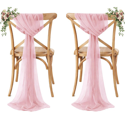 MDS® Pack of 50 Chiffon Chair Sashes Bows for Wedding Events Supplies, Decorations for Birthday Party, Graduation, Engagement, Chair Sashes fits Banquet Chair Cover Tie Back Band - Dusty Rose