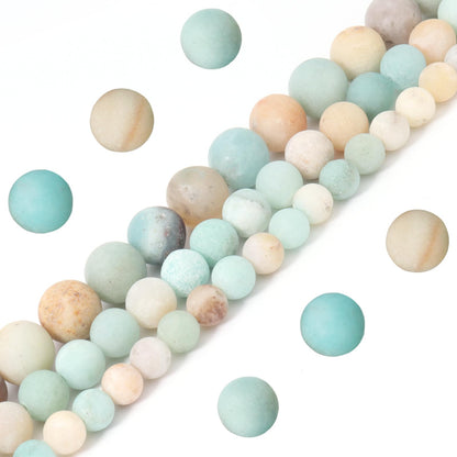 Siomia 60pcs 6mm Natural Matte Amazonite Beads Energy Healing Crystal Round Loose Stone Beads for Jewelry Making, DIY Bracelets Necklaces
