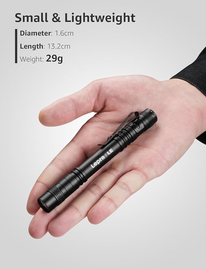 LE LED Pen Flashlights, Lightweight, Mini, Waterproof Pocket Flashlight with Clip, 2 Pack Small Flashlights for Inspection, Work, Emergency