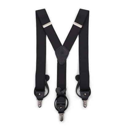 Tommy Hilfiger mens 32mm With Convertible Clip, Button and Strap apparel suspenders, Black, One Size US