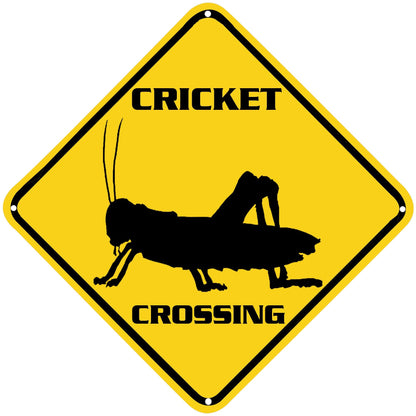 ZMEIZ Cricket Crossing Sign Warning Sign Cricket Animal Caution Yellow Wall Art Decorative Decor For Fence Home Farmhouse Yard Road Quality Metal Sign 12x12 Inches