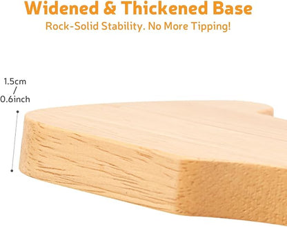 Elevated Cat Bowl Stand 6.1" Diameter 3.5" High with Non-Slip Pads | Natural Rubberwood, Universal Fit, Detachable, Raised, Anti Vomiting, Ergonomic, Wooden Pet Feeder Holder, Home Decor