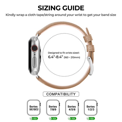 HANDODO Italian Genuine Leather Band Women for Apple Watch Series 11 10 9 8 7 6 5 4 3 2 1 SE SE2, SGS Certified Dressy Bracelet Cute Strap for iWatch 38mm 40mm 41mm 42mm, Camel
