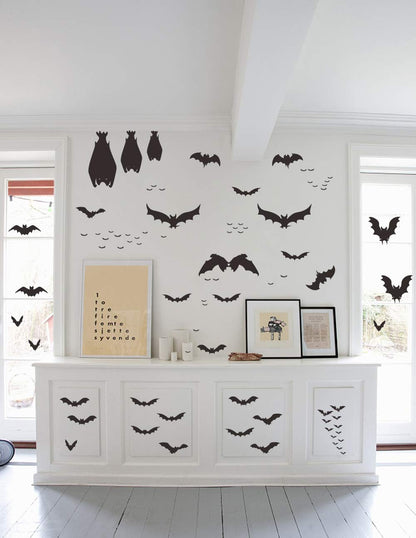 Mozamy Creative Halloween Bats Wall Decals Halloween Décor Black Bats Decals Halloween Decorations