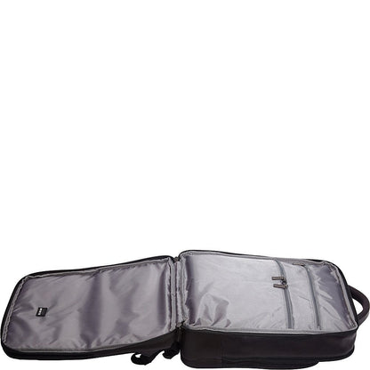 Kenneth Cole Reaction Manhattan Colombian Leather Slim 16" Laptop & Tablet Checkpoint-Friendly Anti-Theft RFID Business Book Bag Backpack, Black
