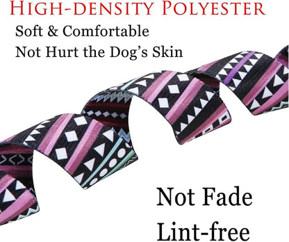 Mihqy Dog Collar with Bohemia Floral Tribal Geometric Patterns - Soft Ethnic Style Collar Adjustable for Small Medium Large Dogs（Bohemian Purple,S）