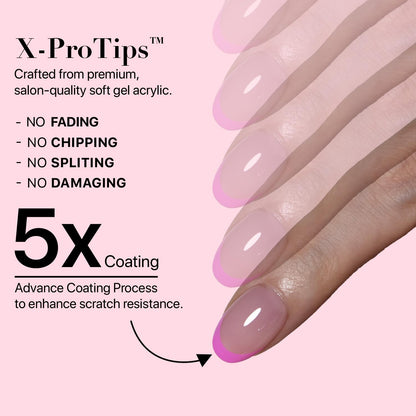 SXC Cosmetics French Tip Press On Nails - Skin Tone Nude and Color Series, Short Coffin X-Pro Tips Starter Kit ST119KIT