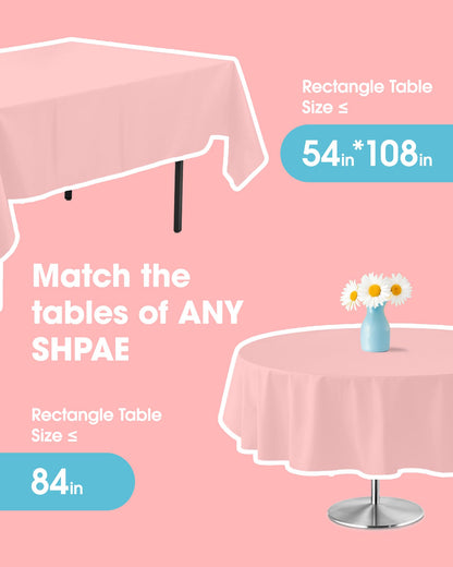Niuara Pink Plastic Table Cloth Rectangle Table 15 Pack, 54''×108'' Tablecloth for 6ft Tables, Table Cloth for Disposable Use, Table Cover for Holiday Party, Gathering