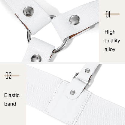 BODIY Punk Women Waist Belts White PU Leather Fashion Body Chain Belt Circle Rave Halloween Accessories Belt Adjustable Gothic