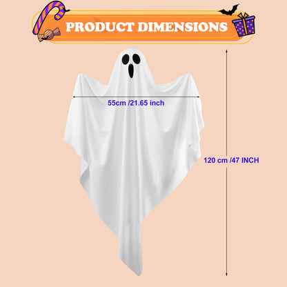 Hogrance Halloween Decorations Outdoor, White Hanging Ghost Hanging Light up with Blue LED Light, Halloween Window Decoration for Front Yard Patio Lawn Garden Party Decor Indoor Outside (Blue)