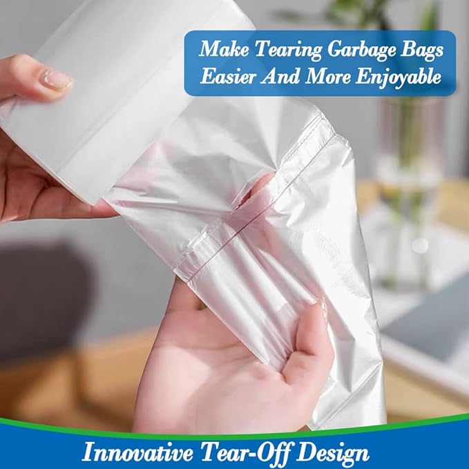 1.2 gallon trash can liners, Small clear Garbage Bags 300, Extra Strong 1.2 Gal