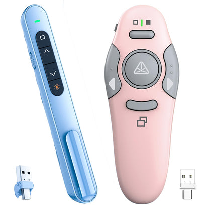 QUI Presenter Clicker USB A&C Bundle | BK600 Slim-Shaped Blue & BQ100 Remote-Shaped Pink