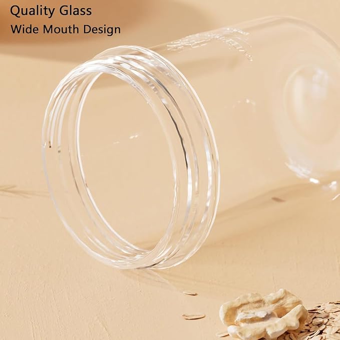 4Pack Overnight Oats Containers with Lids and Spoons,14 oz Airtight Oatmeal Container,Mason Jars with Lid for Cereal,Milk,Fruit,Yogurt,On The Go Container,Salad Jars,Glass Jars (Mixed Color)