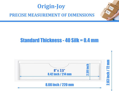 Origin-Joy 35 PCS Self Adhesive Index Card Pockets with Top Open, Clear Plastic Label Holder for Cards of Note, Library and Business, Adhesive Label Pockets & Card Holder (8 x 2.5 inch)