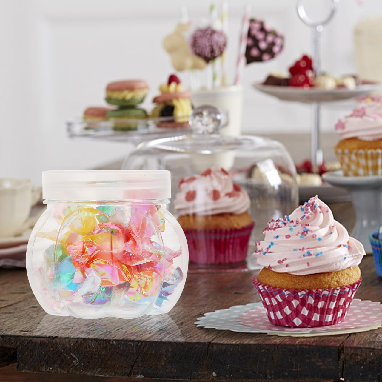 GOOHOCHY Transparent Pumpkin Candy Jar 2.75 Inch Clear Plastic Storage Container for Halloween Party Snacks Wedding Treats and Small Candy Storage
