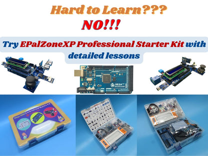 ePalZoneXP Mega 2560 Starter Kit, Compatible with Arduino, Electronics Learning Kit, the Most Detailed Explained 50+ Lessons, Plus 40+ Background Knowledge Articles (Professional Kit)