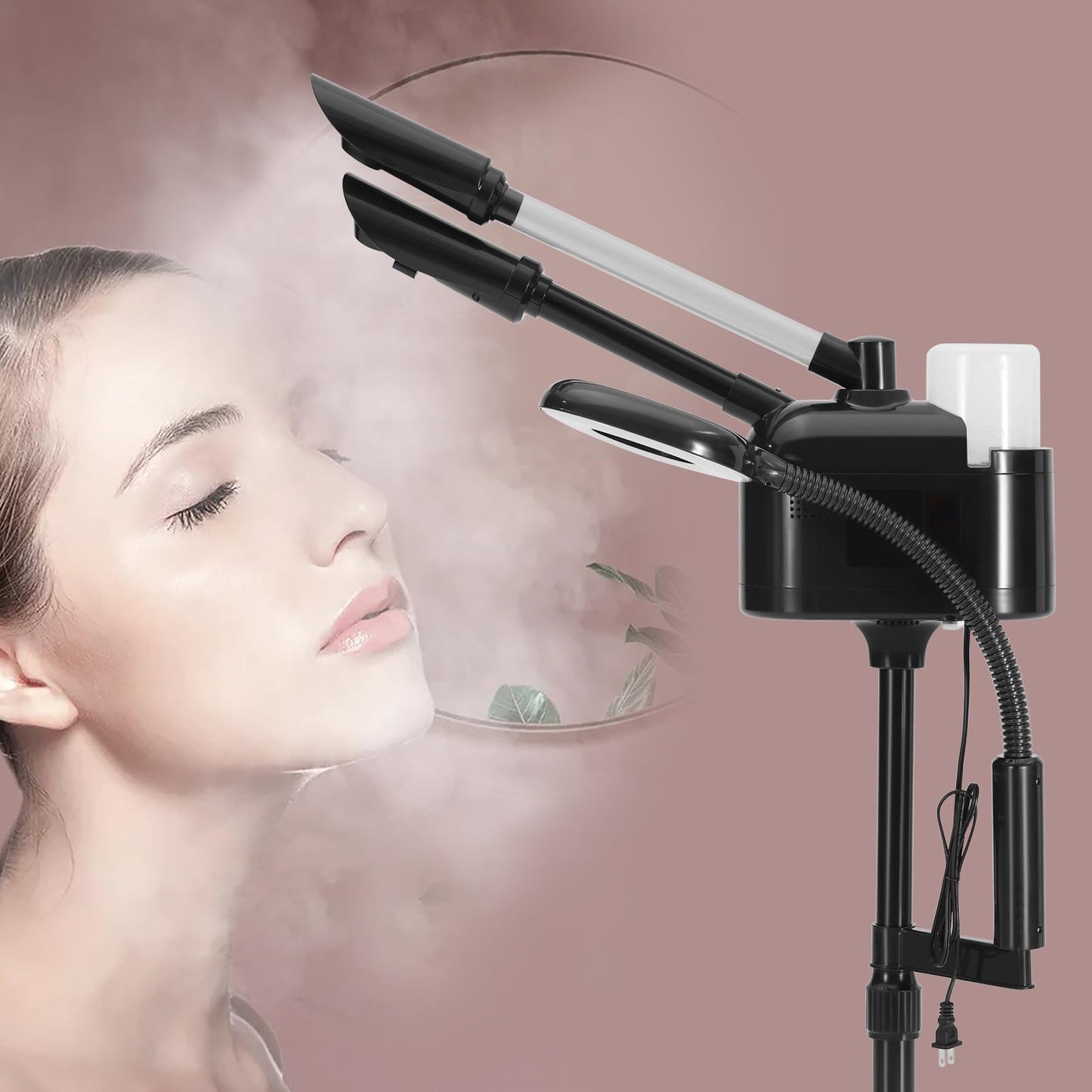 Professional 3 in 1 Facial Steamer Upgrade Esthetician Steamer with hot & Cold Nozzle 5X LED Magnifying Lamp Beauty Salon Spa