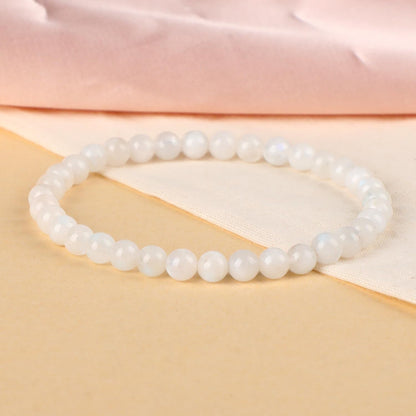 LPBeads Handmade Natural Gemstone Stretch Elastic 4mm Moonstone Bracelet Healing Crystal Round Stone Beads Jewelry Gifts for Women Men