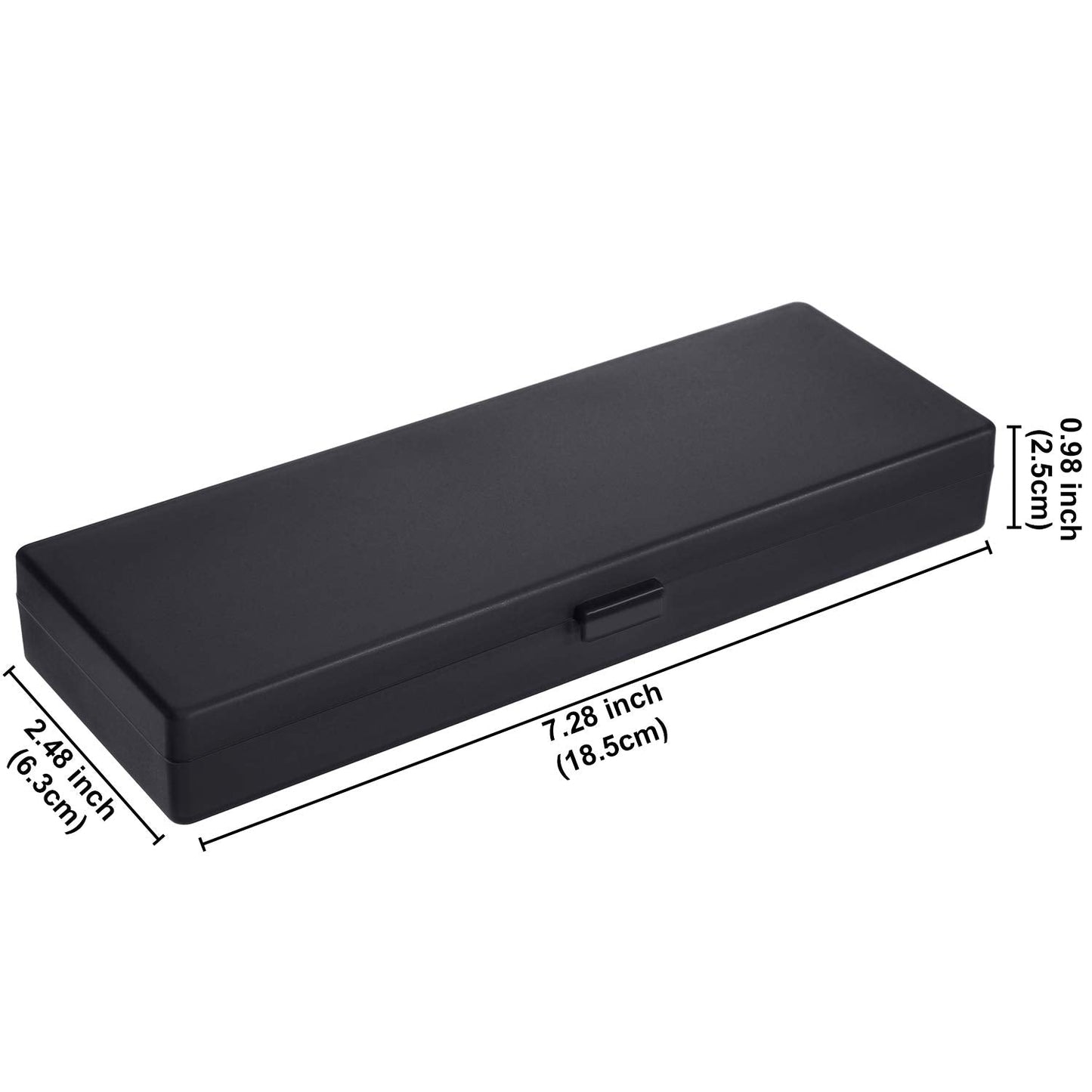 Chinco 4 Pieces Plastic Pencil Case Plastic Stationery Case with Hinged Lid and Snap Closure for Pencils, Pens, Drill Bits, Office Supplies (Black, Pink, White, Green)