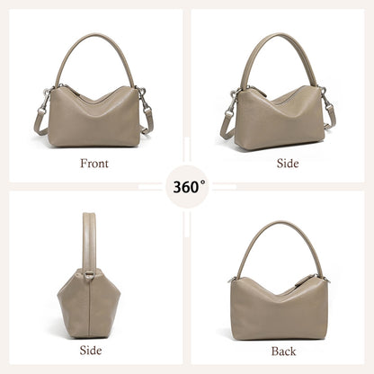 MFFOR Genuine Leather Small Purse, Hobo Crossbody Bags for Women, Slouchy Shoulder Bag, Designer Handbags for Daily Use (Gray)