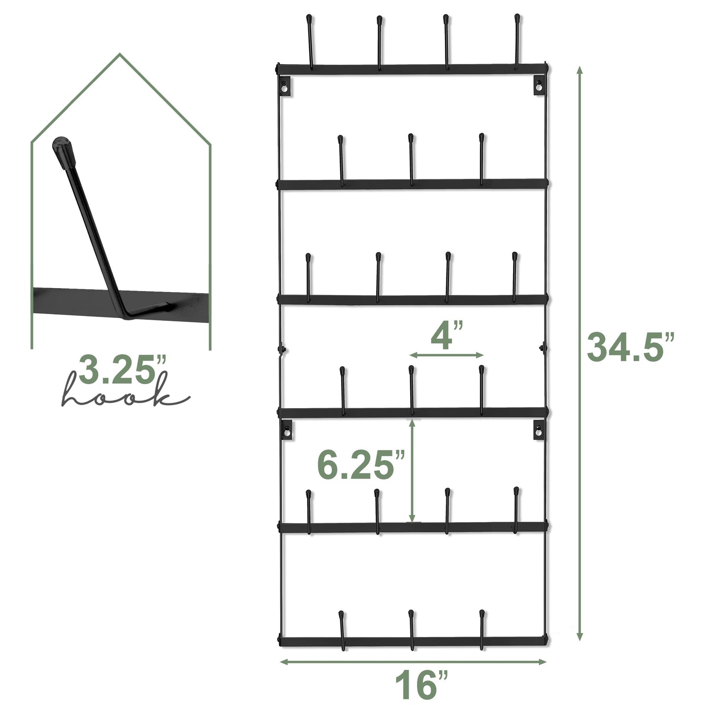 Sorbus Mug Rack for Wall - Small Rustic Coffee Mug Holder Wall Mount with 21 Hooks, Coffee Cup Display Rack, 6-Tier Metal Mug Organizer for Home, Kitchen & Bar, Coffee Station, Dining Room