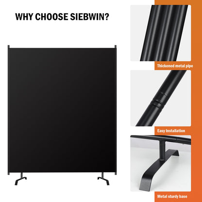 Room Divider Panel, 100% Blackout Privacy Screens with Wider Feet, 5Ft x 6FT Portable Room Partition for Room Separator, Room Divider Screen Partition Room Dividers Freestanding