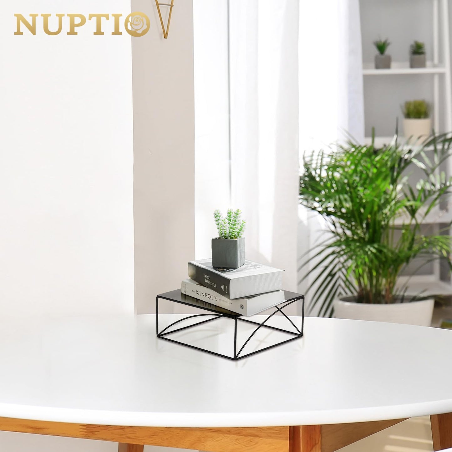 NUPTIO Cake Stand Dessert Display: Metal Cupcake Holder 10 Inch Pedestal Stands Black Food Risers for Wedding Party Halloween Birthday Event Kitchen Table Baby Shower Square Buffet Vase Plant Stand