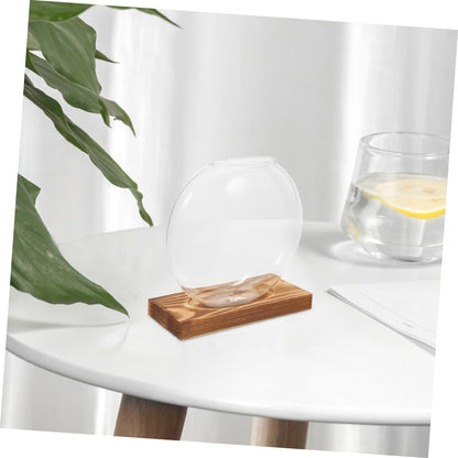 VALICLUD Glass Plant Propagation Station with Wooden Base, Hydroponic Small Glass Vase for Indoor Plants, 2pcs Terrarium for Home and Office Décor