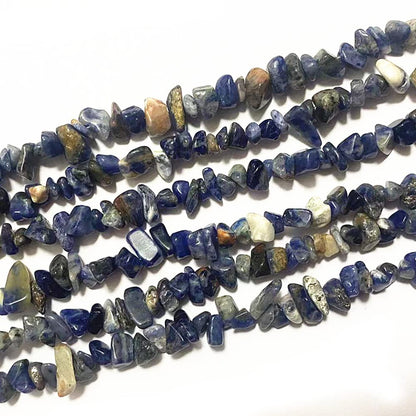 jodaying 7-8mm Natural Blue Sodalite Gemstone Chips Healing Gravel Bracelets Necklace Kit Irregular Tumble Stone Beads DIY Crafts Design Jewelry Making 32"