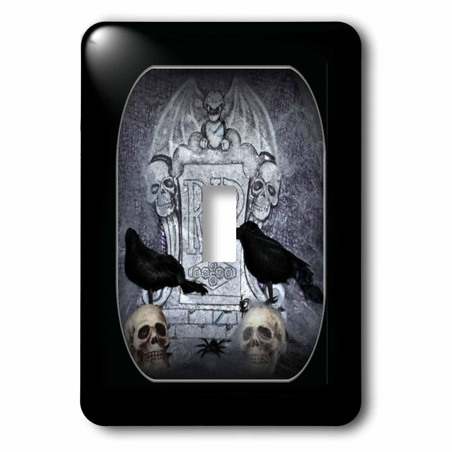 3dRose lsp_28313_1 Rip with Crow Halloween Skull Design Light Switch Cover