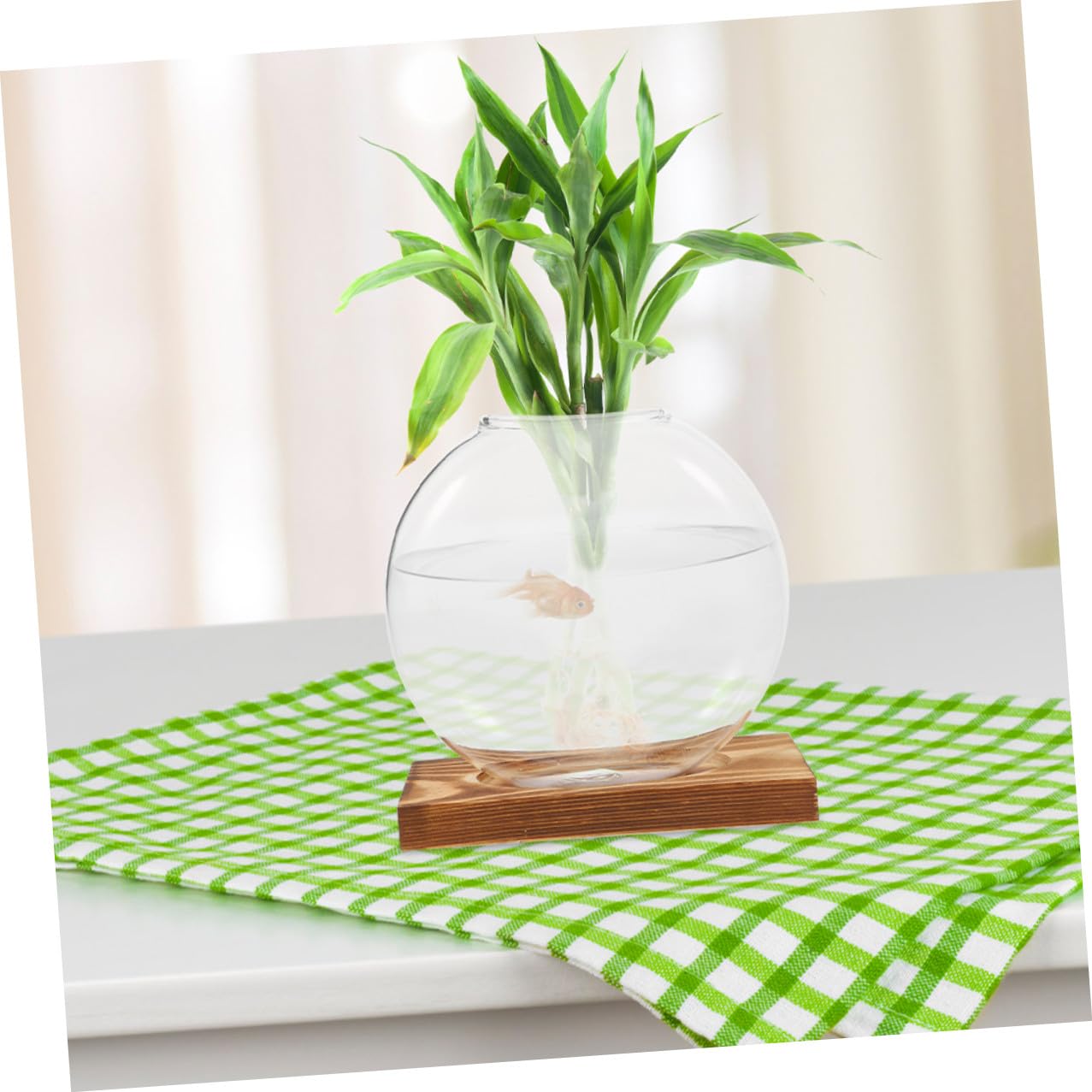 CVUTOVO 2pcs Plant Propagation Station Glass Vases with Wooden Stand, Hydroponic Indoor Plant Terrarium for Home and Office Décor