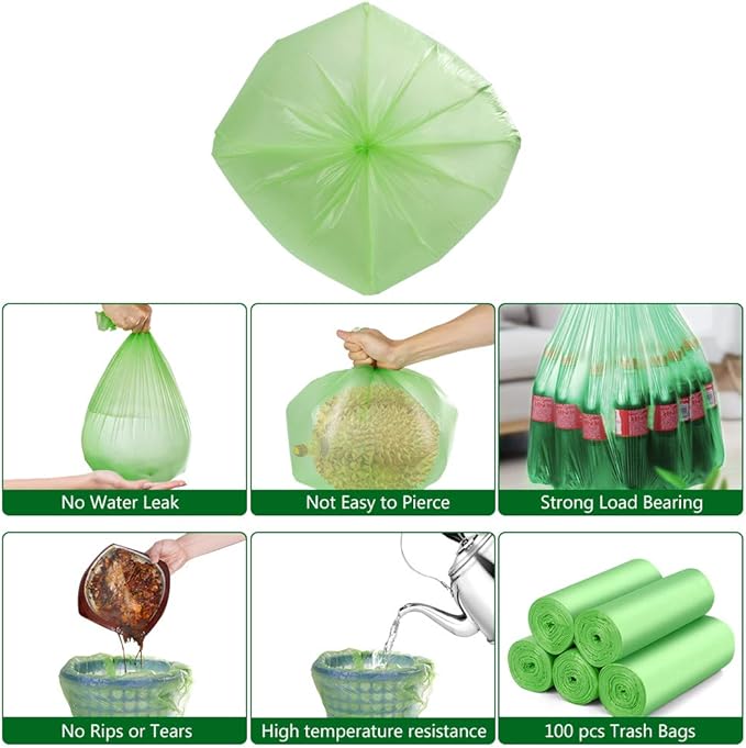 Biodegradable Trash Bags 4-6 Gallon, Extra Thick Small Trash Bag Recycling