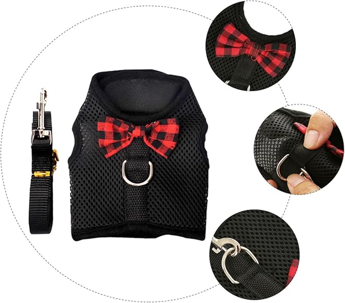 Happyyami Adjustable Breathable Mesh Chest Strap Pet Harness Vest for Small Animals Rabbit Guinea Pig Squirrel Dark Color M (Chest 30-34Cm) Suitable for Outdoor Walking and Training