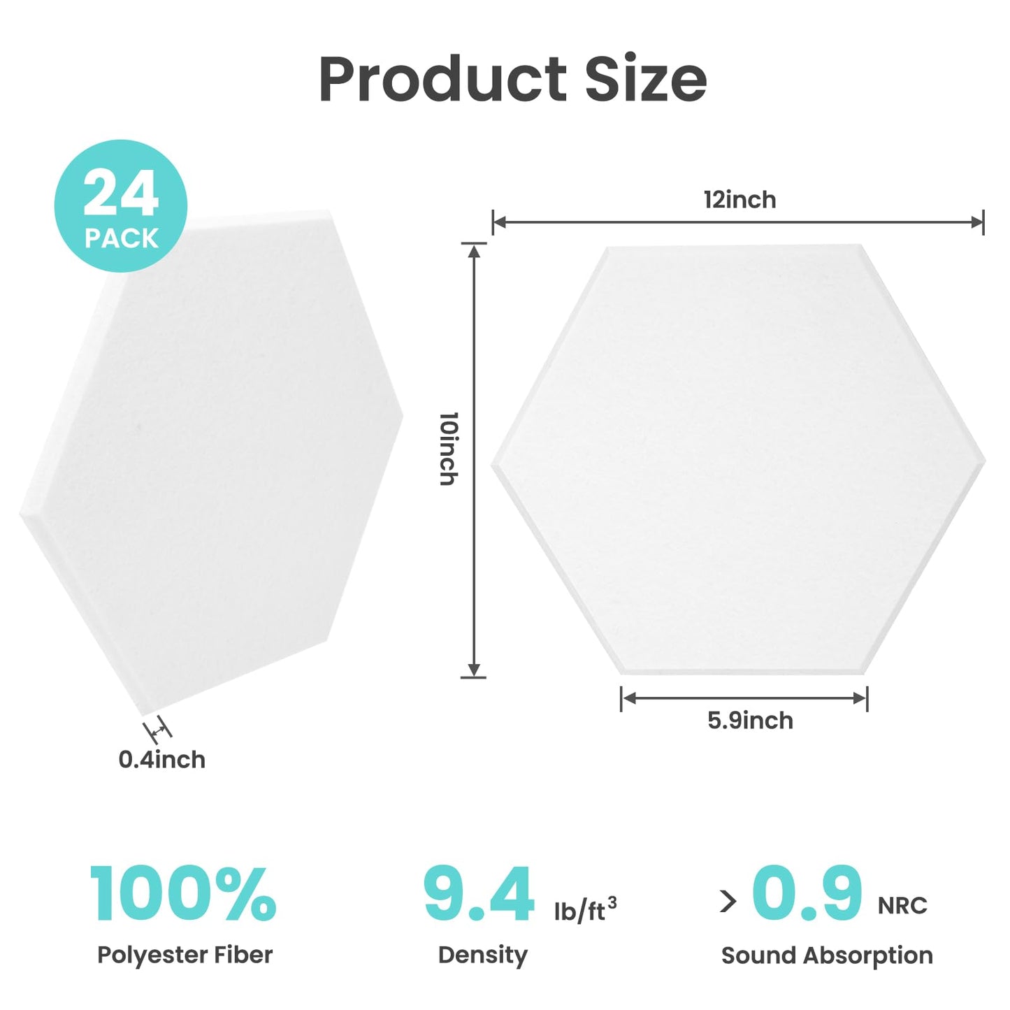 TOMAIX 24-Pack Felt Hexagonal Bulletin Board, 12 x 10 x 0.4 Inches, White Self-Adhesive Corkboard, Nailable Felt Message Board, Suitable for oOffices, Schools, and Homes.