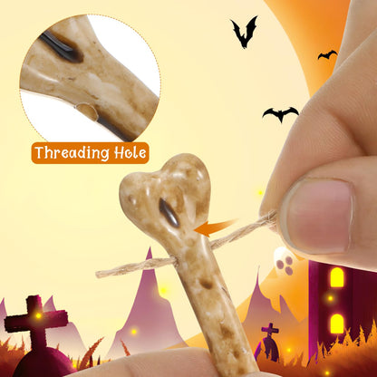 Homoyoyo Fake Bones: 20pcs Skeleton Simulation Bones Plastic Mini Skeleton Charms with Holes for Stringing DIY Crafts Halloween Decoration Small Scene Props Multi-Functional Fake, Two Size 3.93/2.95In
