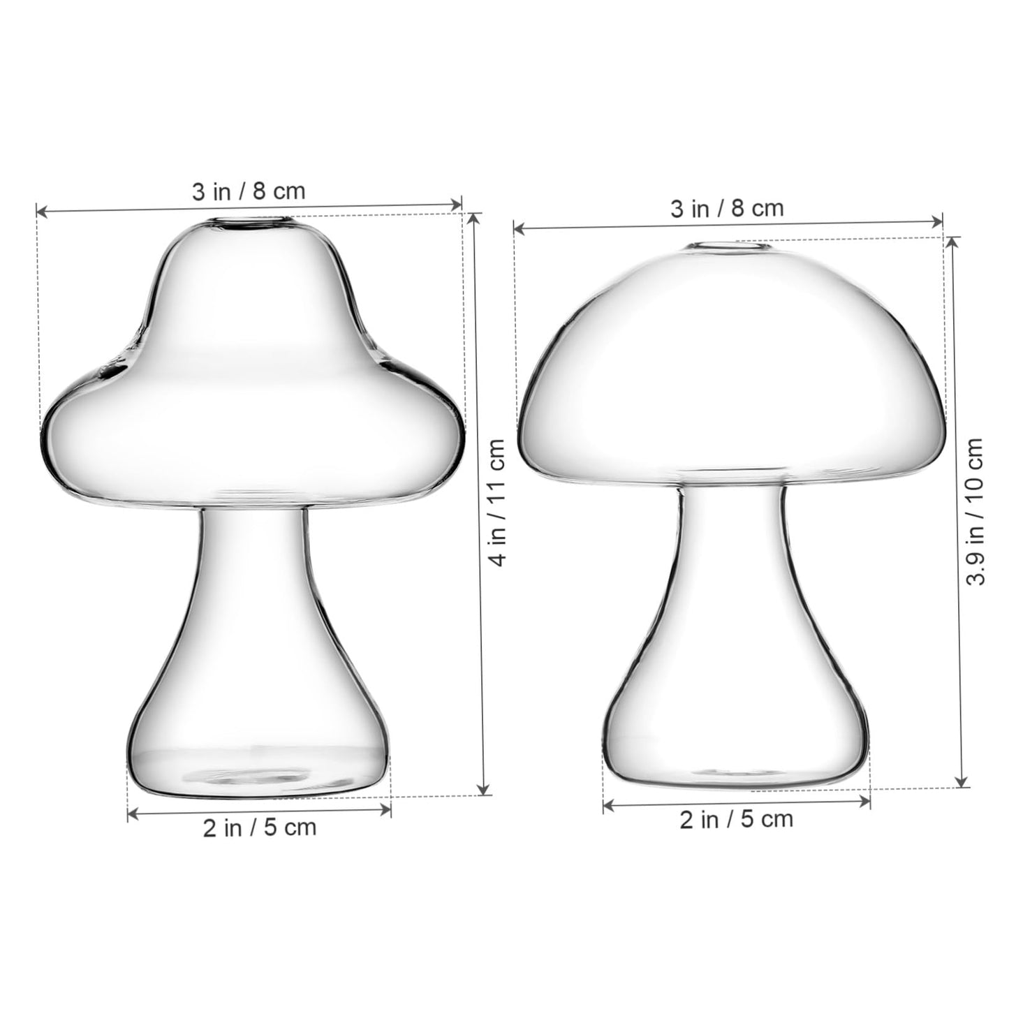STOBOK Mushroom Decor 2 Pcs Clear Mushroom Vases Small Glass Vases Hydroponics Plant Flower Pot Flower Arrangement Desk Wedding Garden Decorative Decor Terrarium