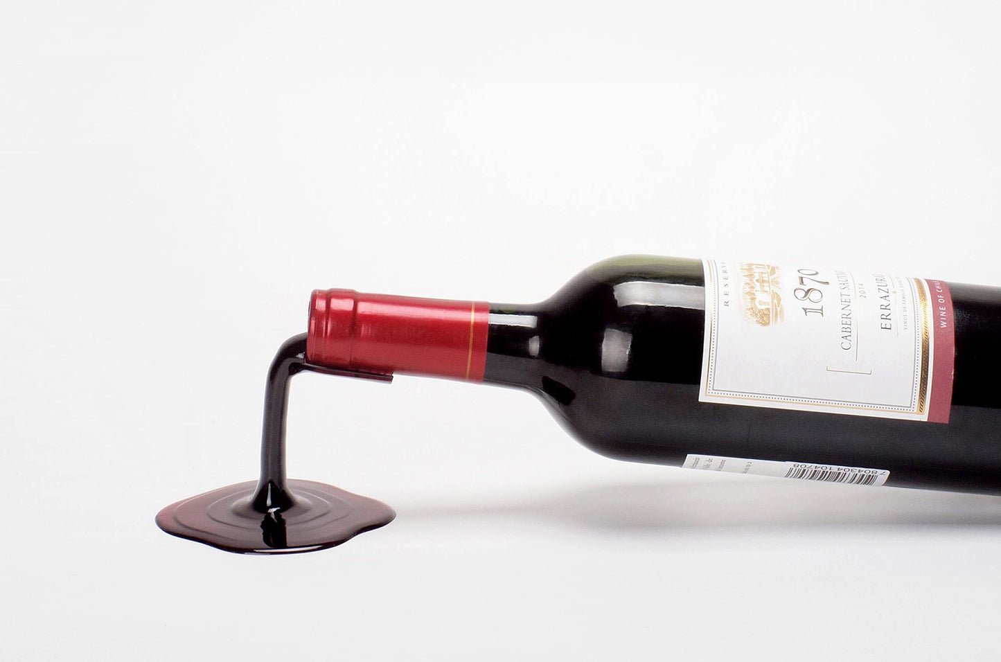 Spilled Wine Bottle Holder Set of 2 (Red & White) - Funny Novelty Wine Rack & Hostess Gift, Realistic Optical-Illusion Tabletop Wine Decor for Kitchen, Bar Cart & Dining Room